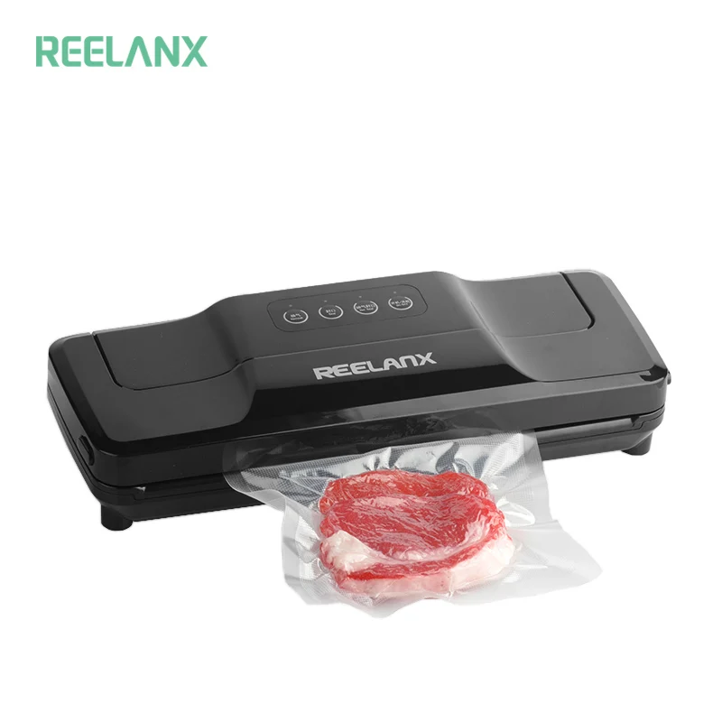 Beste REELANX Vacu uuml;m Sealer V1S Verbeterde 180 w Automatische Voedsel Verpakking Machine met 15 stks tassen Beste voor Huishoudelijke Verse Houden zwarte Kleur