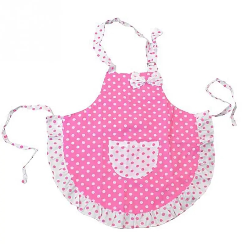 Lovely Cartoon Pink BowKnot Dot Apron Cute Child Kids Apron For Kids
