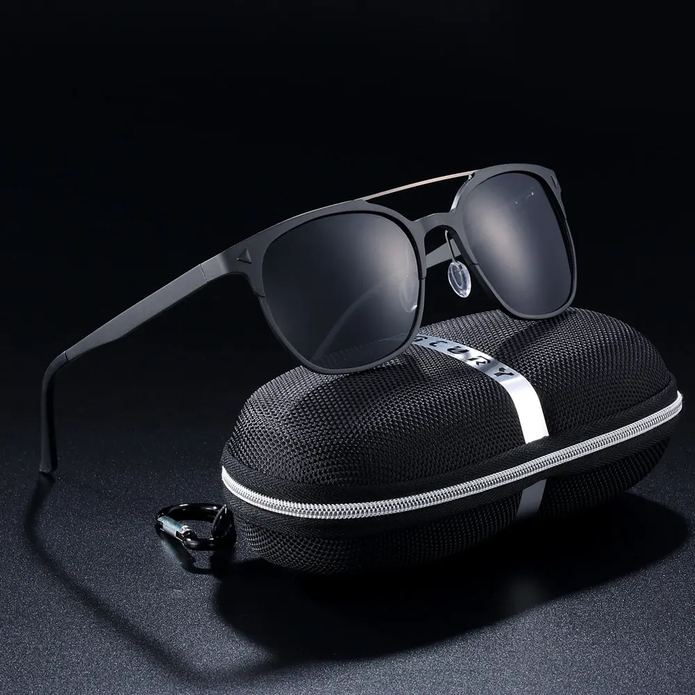 BARCUR алюминиевые магниевые солнцезащитные очки ретро стимпанк круглые очки мужские Поляризованные мужские солнцезащитные очки для мужчин - Цвет линз: Gun