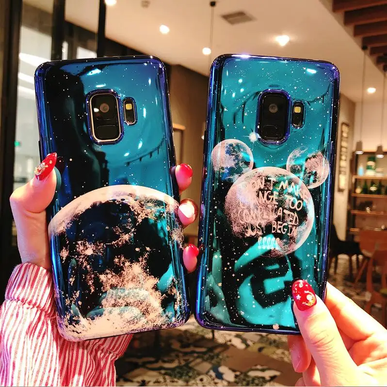 

For Samsung Galaxy S8 S9 NOTE 8 9 Phone Case Cute Mickey Planet Moon Soft Cover for Samsung S10 S8 S9 Plus Case