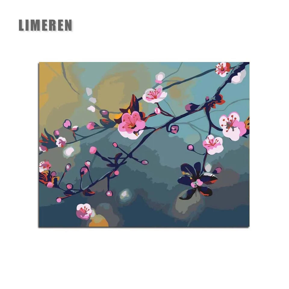 

Plum Blossom Flowes Landscape Coloring By Numbers On Canvas Oil Painting By Numbers For Unique Gift Home Decor