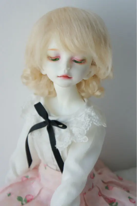 JD268 1/4 MSD 100% мохер кукла парики SD 7-8 дюймов короткая спина вьющиеся BJD парик мохер кукла аксессуары