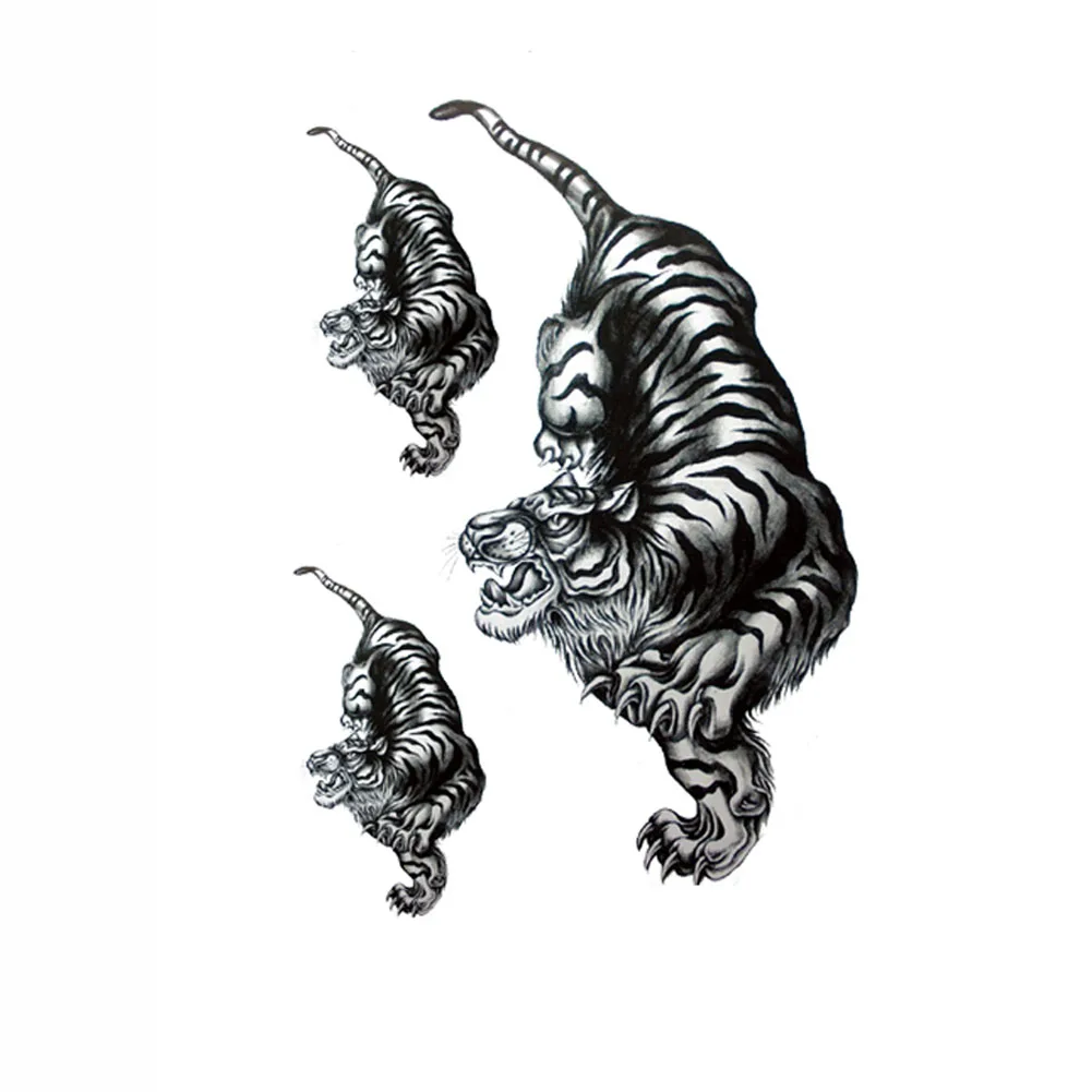 3D Keren Tiger Desain Pria Tahan Air Sementara Tato Seni Tubuh Tato