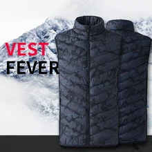 USB жилет с электроподогревом для мужчин и женщин, сохраняющие тепло зимние камуфляжные пальто на талии, хлопковая пуховая парка, топы плюс размерные куртки 5XL 6XL