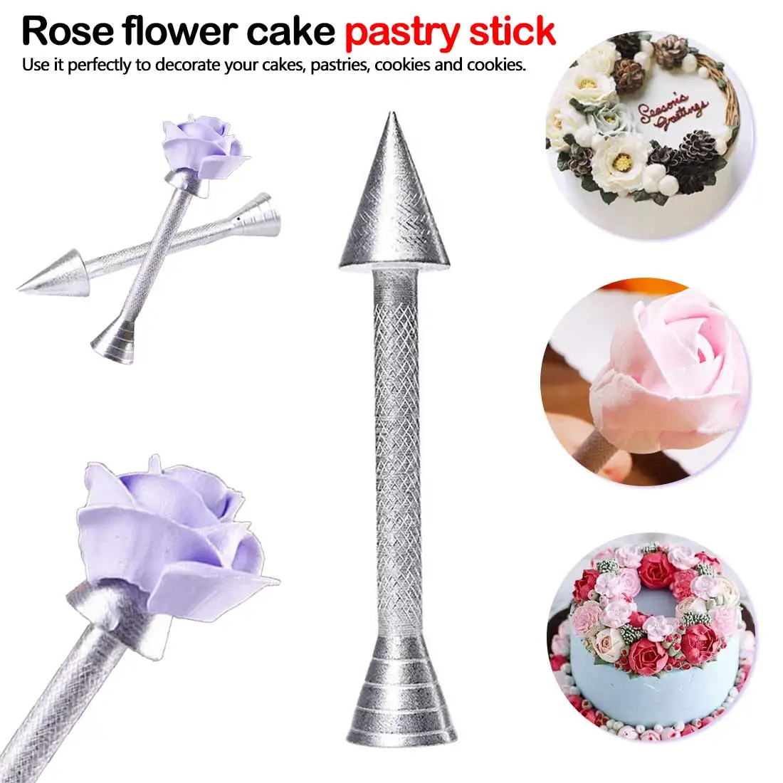 Инструменты для украшения торта из алюминиевого сплава, держатель для цветов розы, декоративные Кондитерские палочки, конусные Инструменты для выпечки, крема, инструменты для торта