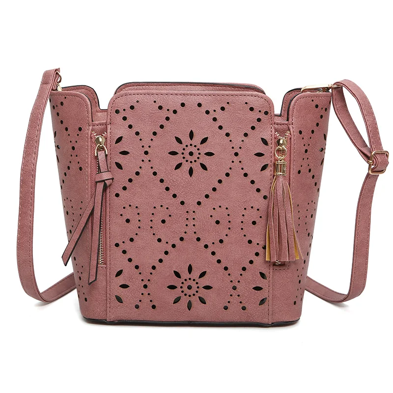 Famous Brand Design Fashion Pu Leather Hollow Out Womens Bag Shoulder