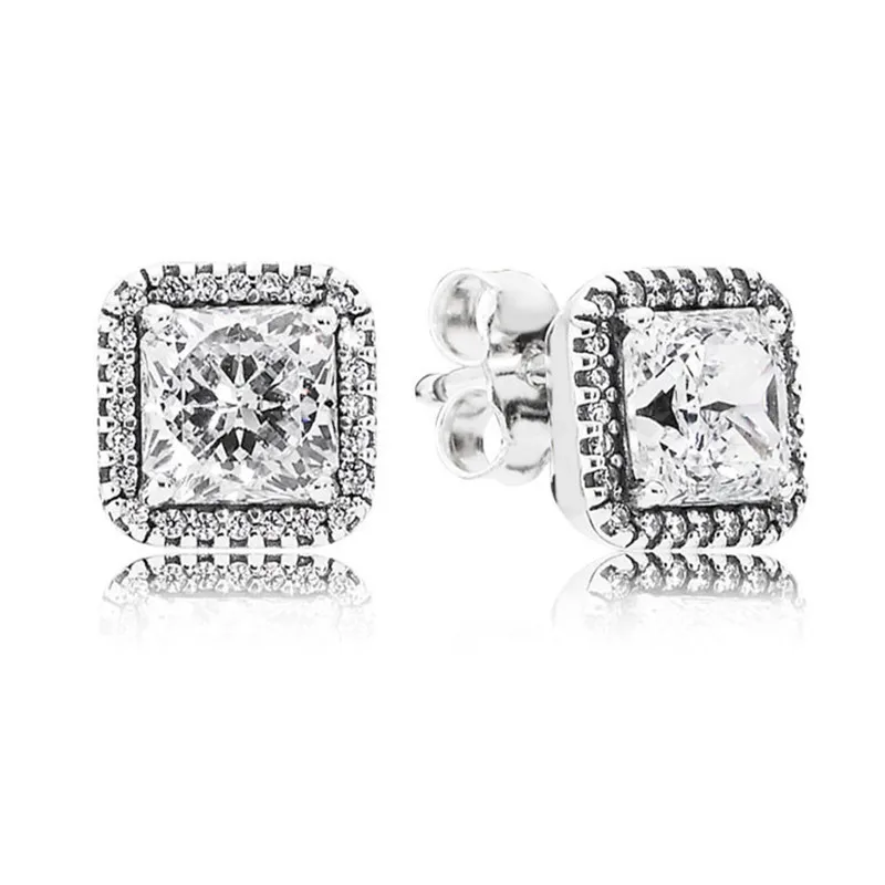 

Trendy 925 Sterling Silver Branded Earrings For Women Timeless Elegance Zirconia Earring Studs Fine Original Europe Jewelry Gift