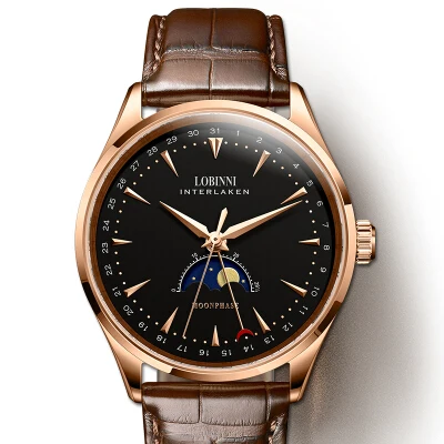LOBINNI швейцарские мужские часы люксовый бренд Moon Phase авто механические мужские часы Сапфировая кожа relogio masculino L16012-1 - Цвет: Item 4