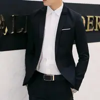 Осень Мужчины повседневные блейзеры Slim Fit формальные бизнес однобортный кнопку костюм Блейзер Стильный сплошной мужской пальто куртка топы корректирующие