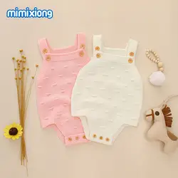 Комбинезон Комбинезоны без рукавов для новорожденных, вязаная одежда для маленьких девочек 0-24 месяцев, одежда для маленьких мальчиков и