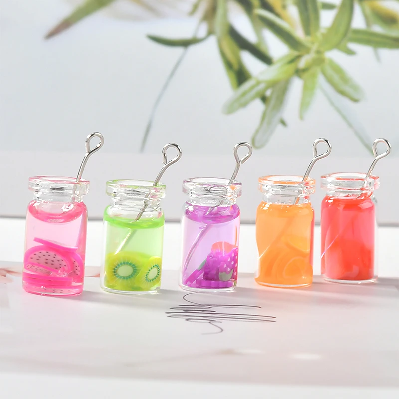 

Summer 30pcs/lot Resin fruit style cartoon mini Fruit Drink Juice Cup shape glass charms diy jewelry earring/garment accessory