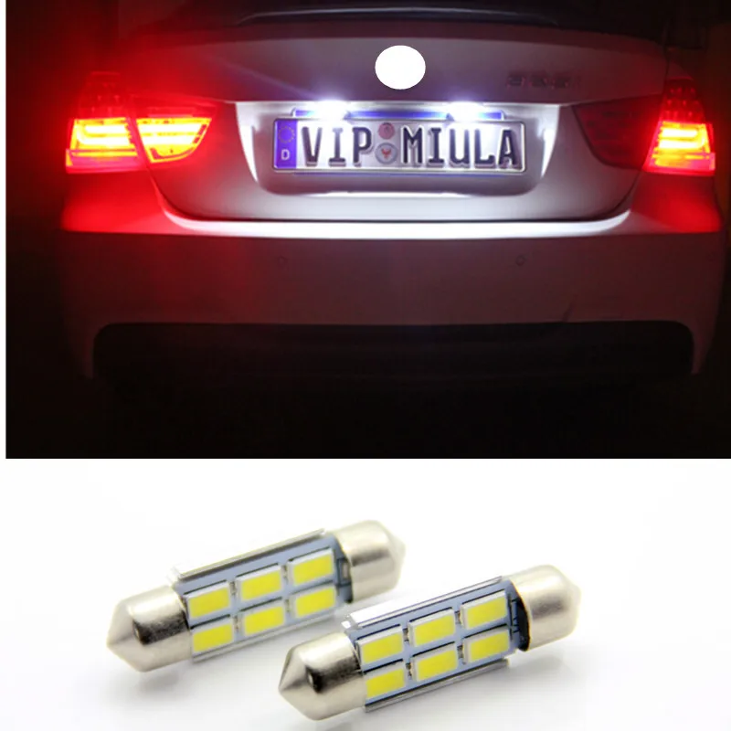 Pair 36mm Error Free License Number Plate Light LED Bulbs C5W For Volkswagen VW JETTA GTI GOLF