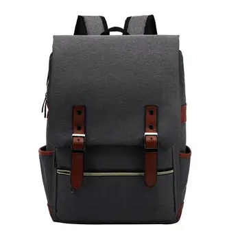 

Hot!!! 16inch Unisex Canvas Solid Color Backpack Schoolbag Outdoor Travel Shoulder Bag