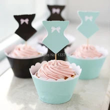 Купальник обертки для кексов День Рождения украшения 12 обертки+ 12 вставных карточек