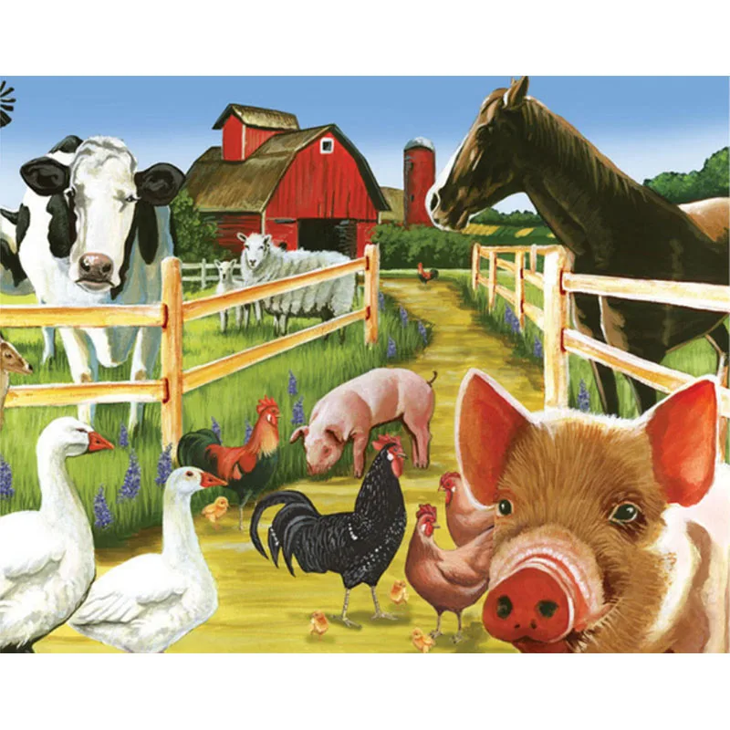5D Diy diamond Painting Cross Stitch rabbit Farm Diamond domestic bird Mosaic Pattern Home Decoration Embroidery Animals Craft