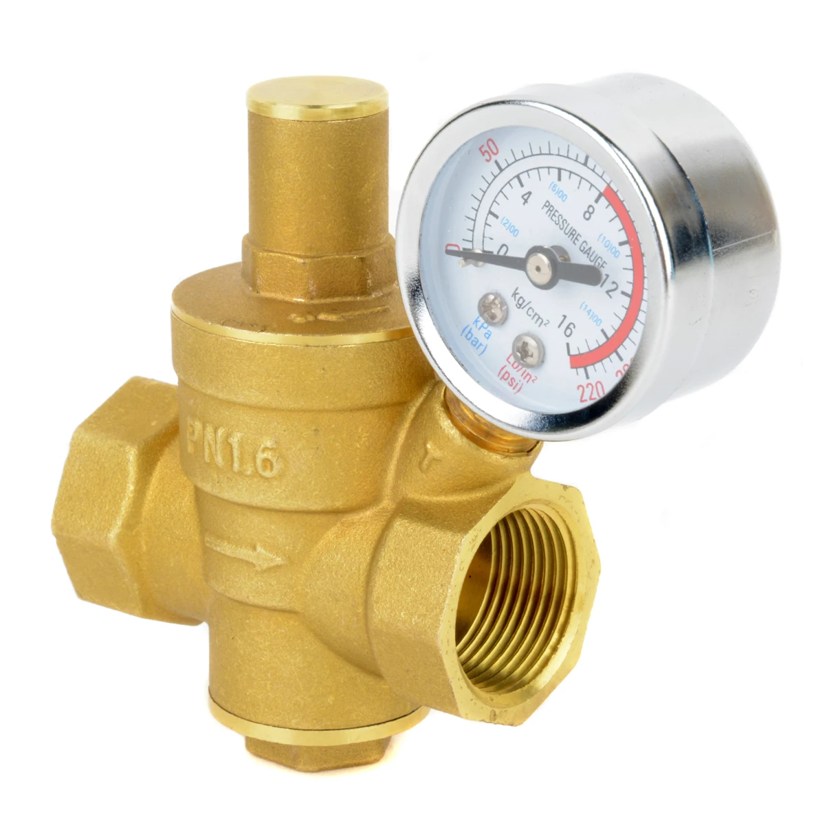 1//4/" In Line Air Regulator w// Pressure Gauge Paint Gun Tool Control Brass