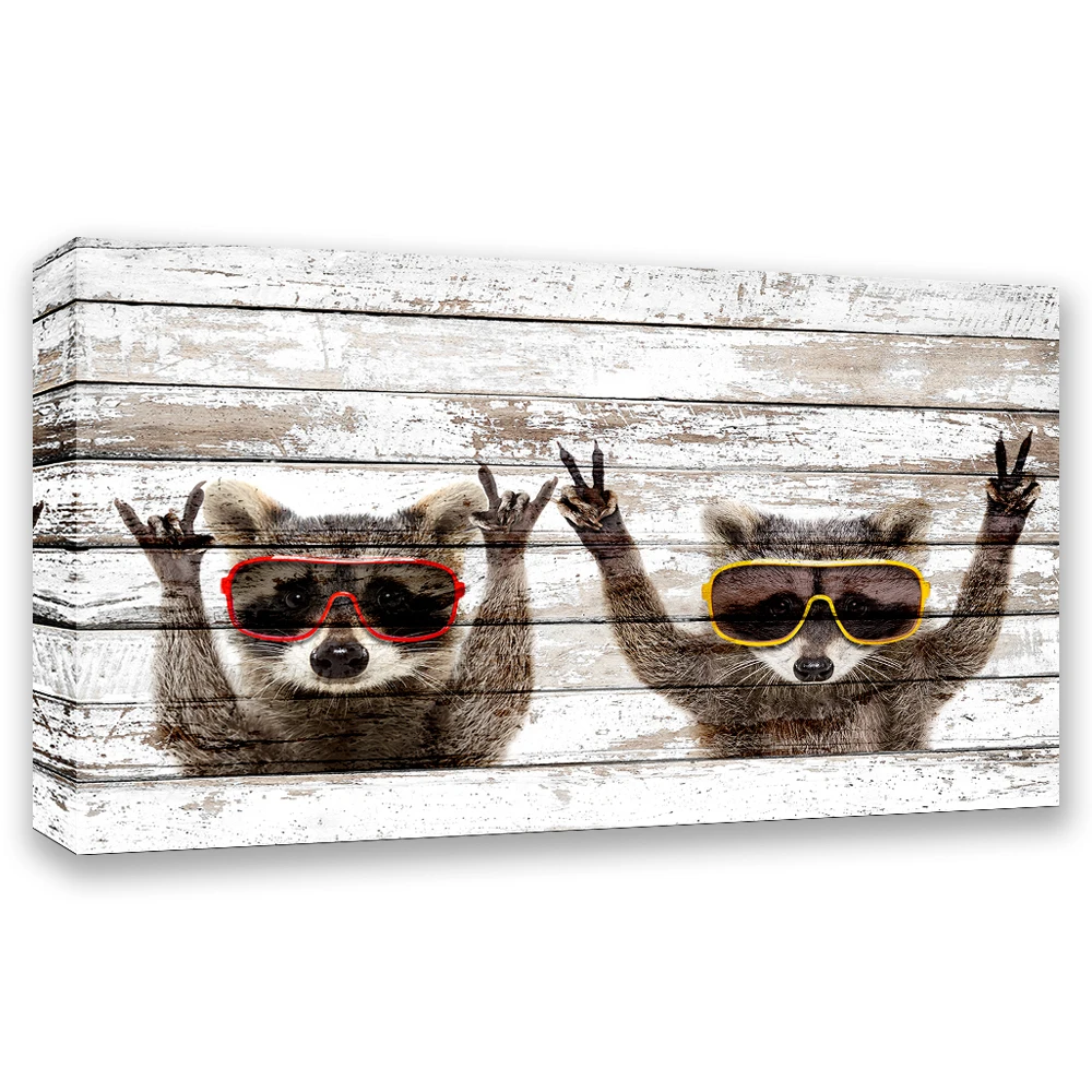 Prints Raccoons Abstract Decoration Poster Creative Drawing Fashion Colors On The Walls Pictures on Canvas for Bedroom | Дом и сад