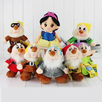 

New Cute 8 pcs/set 30cm The Snow White Princess and 26cm Seven Dwarfs Soft plush Doll Toys set Birthday Gift For Girls Kids Toy