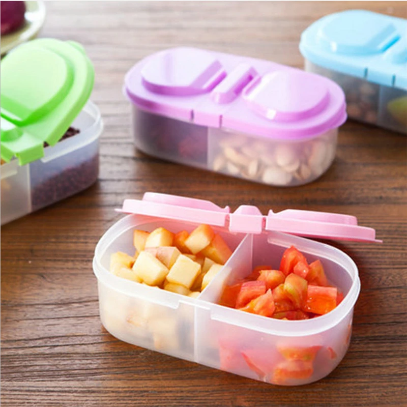 

Kacuyelin PP 2 Grids Food Storage Box Portable Removable Hermetic Plastic Storage Crisper For Food Fridge Storage Container