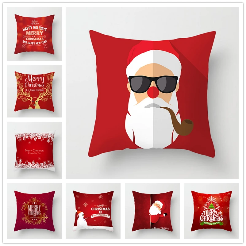 

Merry Christmas Santa Claus Cushion Covers 45x45cm Polyester Throw Soft Pillow Covers Home Christmas Decorative Pillowcases