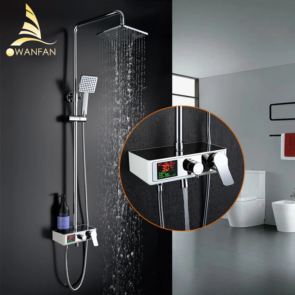 1SET Digital Temperature Display Bath Shower Faucets Set Bathroom Mixer