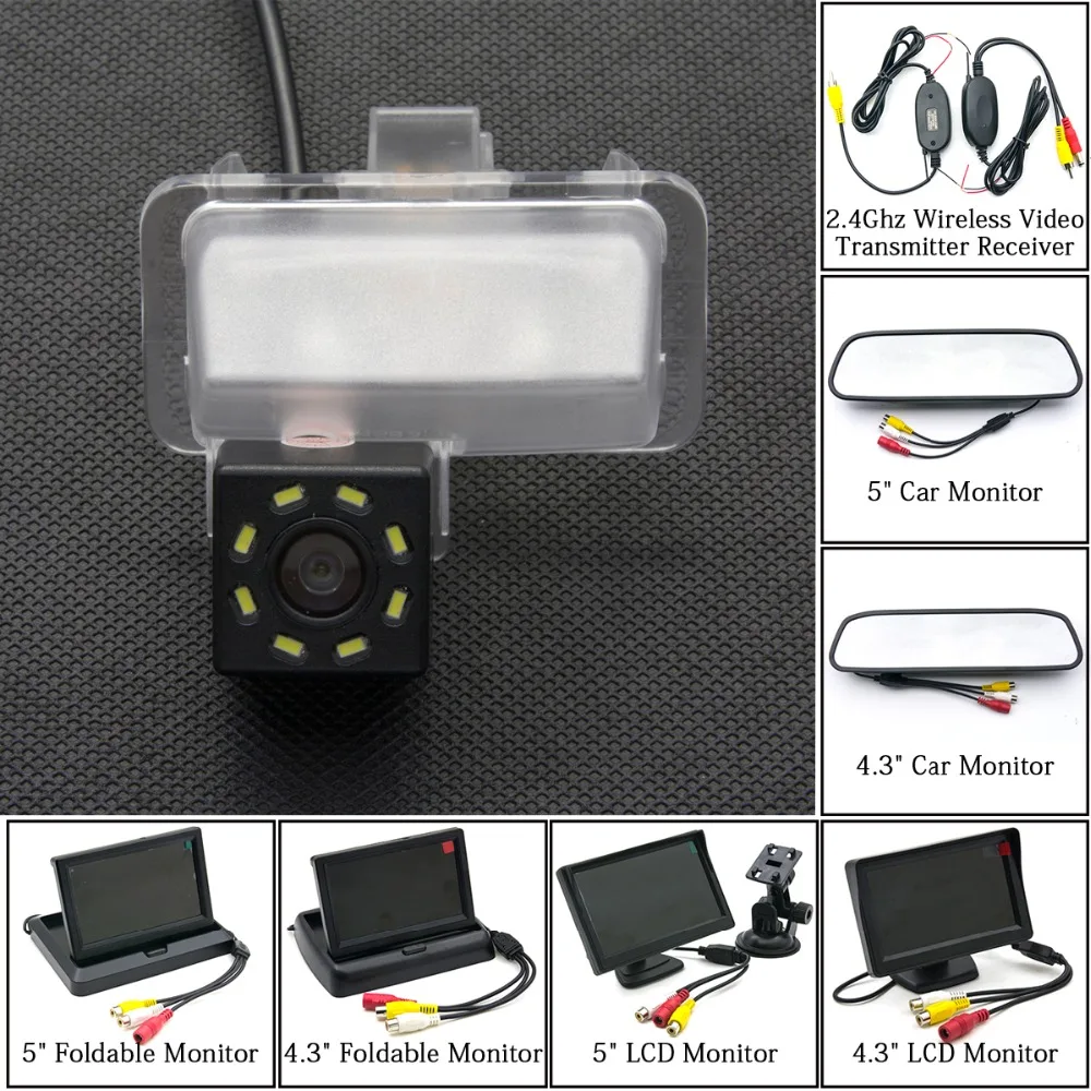 

HD 8LED Car Rear View Camera Backup Parking 5" Mirror LCD Monitor Wireless For Toyota Corolla E170 Prius Sai 2014 2015 2016 2017