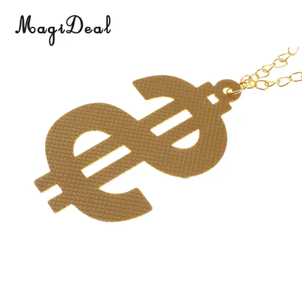 MagiDeal Set of 3pcs Glitter USD Dollar Signs Eye Glasses Ring Necklace 70s 80s Rapper Big Daddy Costume Dress up Jewelry Props
