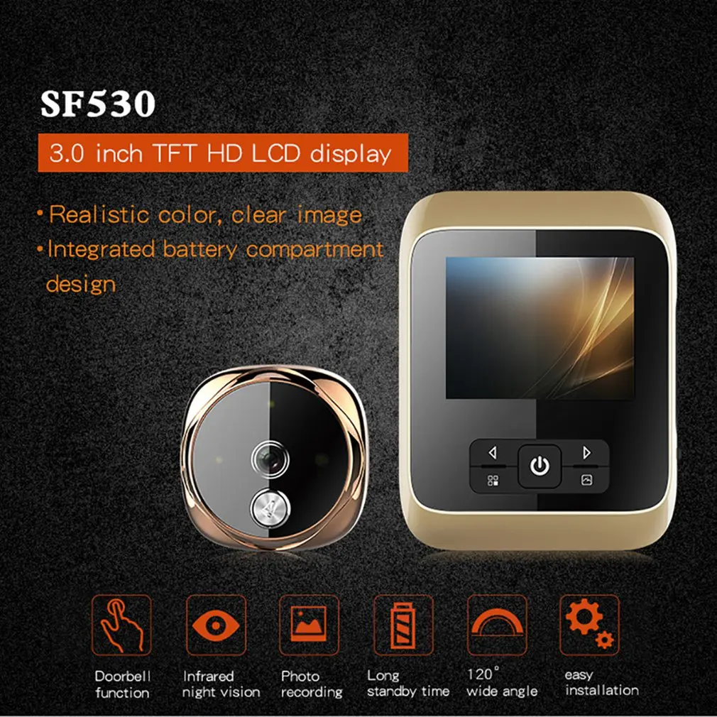 

3.0 inch Wireless Anti-theft Intelligent Visible Doorbell High Definition Infrared Night Vision PIR Motion Detection Alarm