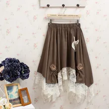 Ретро Mori Girl Асимметричная Зимняя юбка Женская эластичная талия Повседневная готическая юбка Вельветовая Мори Лолита новинка юбка в стиле бохо Saia Robe