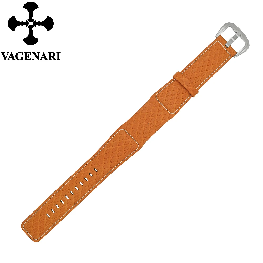 D 12 Fashion Orange Fish Skin Leather Watch Strap 24/22mm Watchbandin