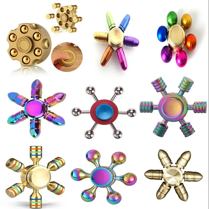 6 Side Fidget Hand Spinner Finger Brass Toy EDC Focus ADHD Autism Stress Relief 