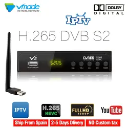 Vmade DVB-S2 HD цифрового наземного спутниковый ресивер H.265 MPEG-2/4 Поддержка AC3 Cccam Youtube Biss телеприставка IPTV с usb Wi-Fi