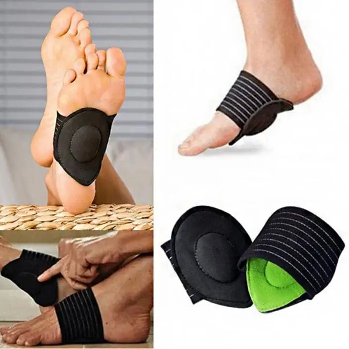1 pair Foot Cushion Pad Protection Wrap Band Arch Supports Non-slip Insoles 