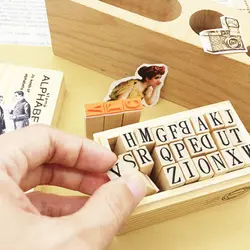 4/комплект/lot Симпатичные DIY Английский деревянный штамп алфавита цифровой письма печать набор стандартизированных марки оптовая