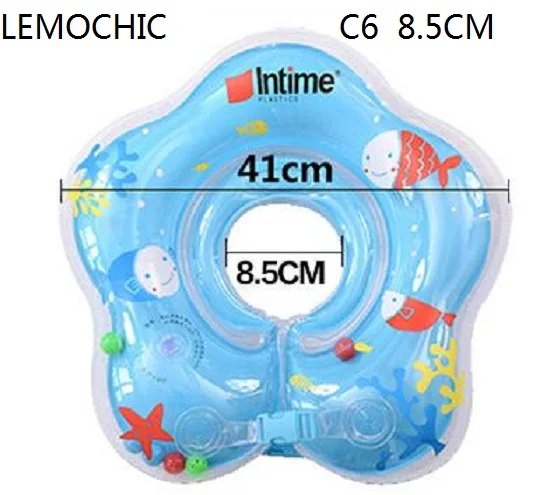 Для маленьких плавать кольцо воротник безопасности надувные Регулируемый утолщение шеи кольцо анти hypsokinesis новорожденных плавание кольцо - Цвет: C6