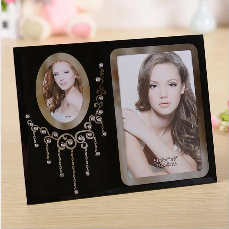 Image Black glass photo frame European style photo frame Personal photo fashion frame bedroom decoration CR 098061