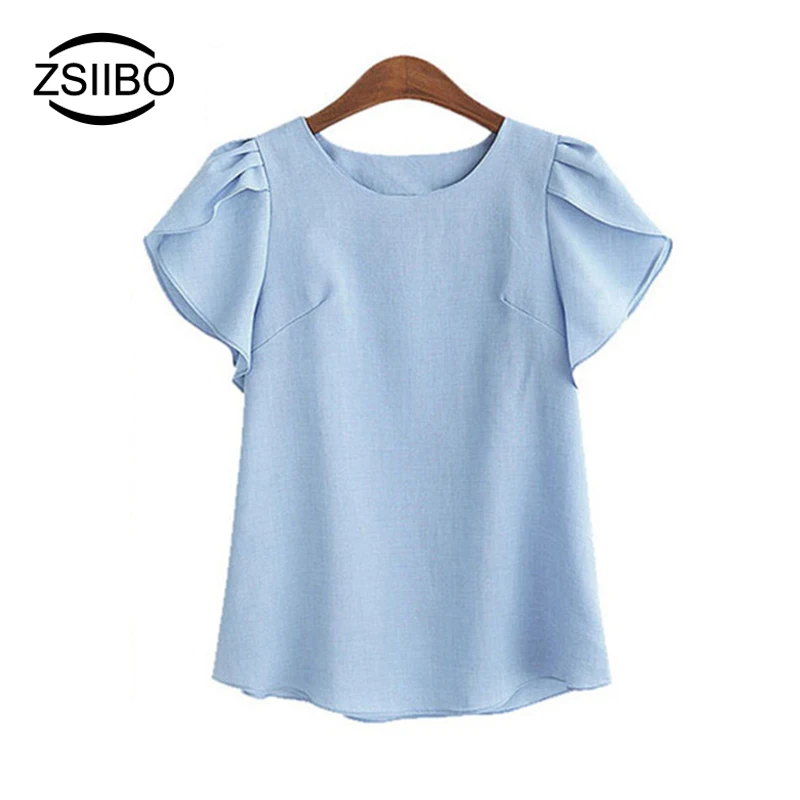 

2019 Summer Large size Blouses women O-neck Short Sleeves chiffon shirts casual vintage tops plus size 4XL 5XL Women Clothing