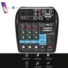 A4 サウンドミキシングコンソール Bluetooth 録画ミニオーディオミキサー usb プロ 4 チャンネル DJ カラオケ Ktv 会議