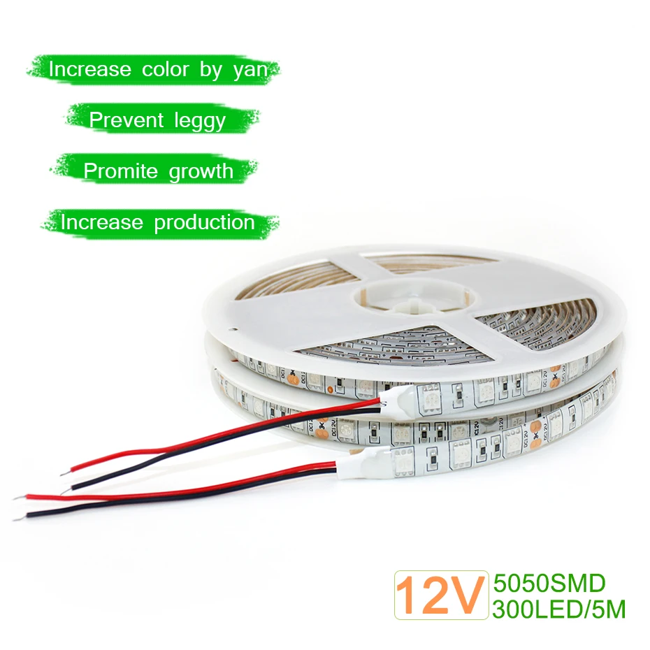 SMD 5050 DC 12V Водонепроницаемые светодиодные лампы для выращивания растений гибкие