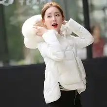 2016 New Brand Winter Jacket Women Faux Fur Hooded Long Sleeve Parkas Woman White Short Winter Down Coat Woman A3947