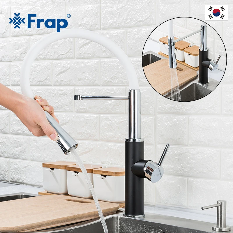 

Frap kitchen sink faucet pull out black faucet water tap chrome home Swivel Spout Kitchen Sink Tap Deck Mounted Mixers