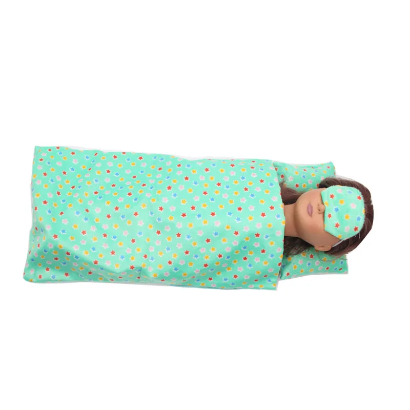 18 дюймов куклы для девочек постельные принадлежности одеяло + подушка + маска для глаз 4 шт. американские Аксессуары для новорожденных