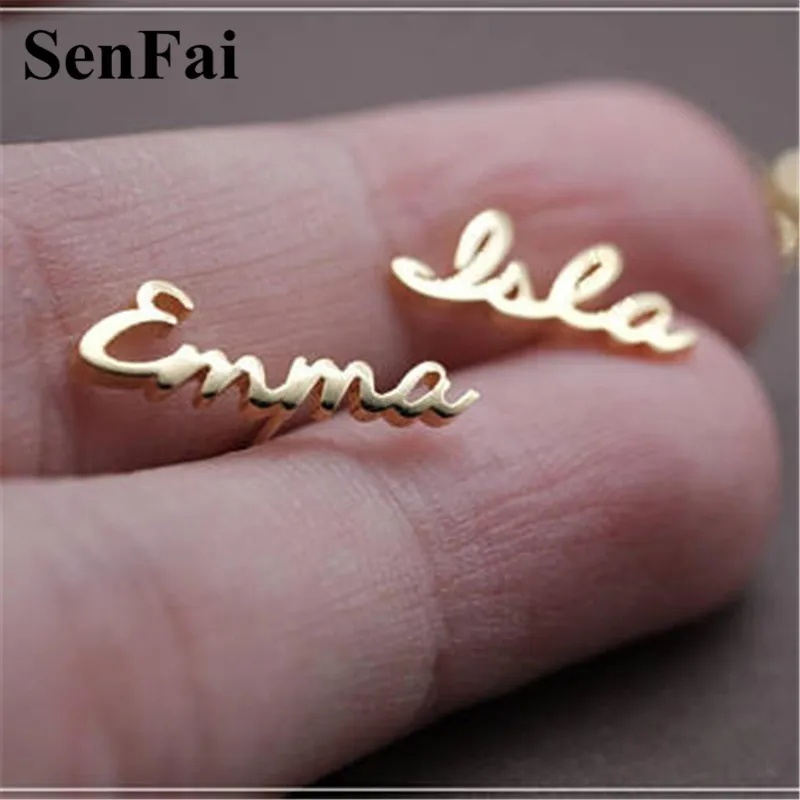 

Senfai Customize Name Earrings for women girls gold silver gypsy studs fashion jewelry womens accessories fringe stud earrings