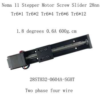

28BYG 28mm Screw rod slider platform NEMA11 Stepper Motor 0.6A 6N.cm 6mm shaft helical pitch-12 Tr6*12*200mm~300mm Screw slider