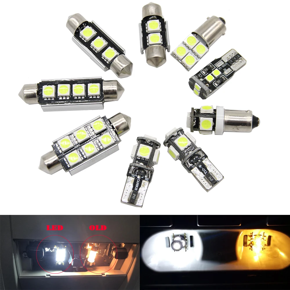 

11pcs CANBUS Error Free LED Interior Light Kit Package for mercedes w203 accessories Dome reading lights 2000-2007 white