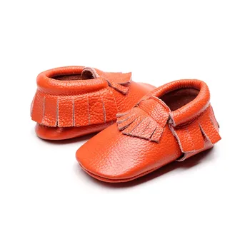 

38 colors New Genuine Leather Baby Moccasins Bow Fringe Crib Soft Sole Baby Shoes First Walker Chaussure Bebe Newborn Shoes