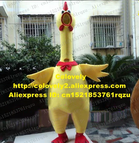 

Ardent Yellow Screams Screech Shrilling Chicken Chook Cock Rooster Mascot Costume Cartoon Character Mascotte Adult No.9663 FS