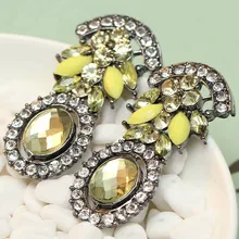 Boucles d'oreilles tendance pour femmes et filles, nouvelle collection de marque, en métal doux avec gemmes en cristal