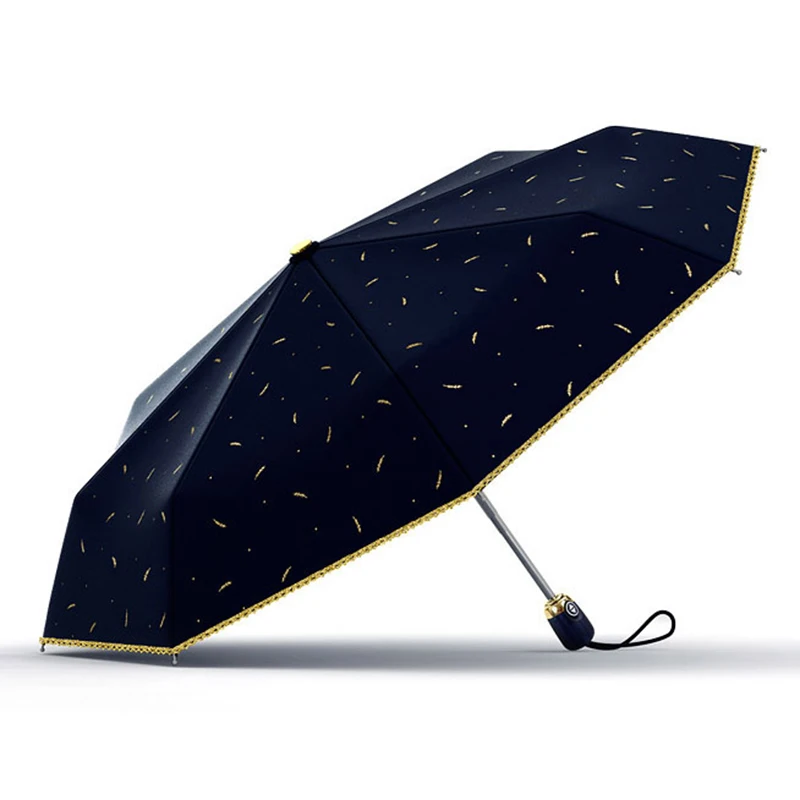 OLYCAT автоматический зонт дождь Для женщин бренд мультфильм печати солнцезащитный крем складные зонтики ветрозащитный Anti UV зонтик 5 стилей Paraguas - Цвет: Feather