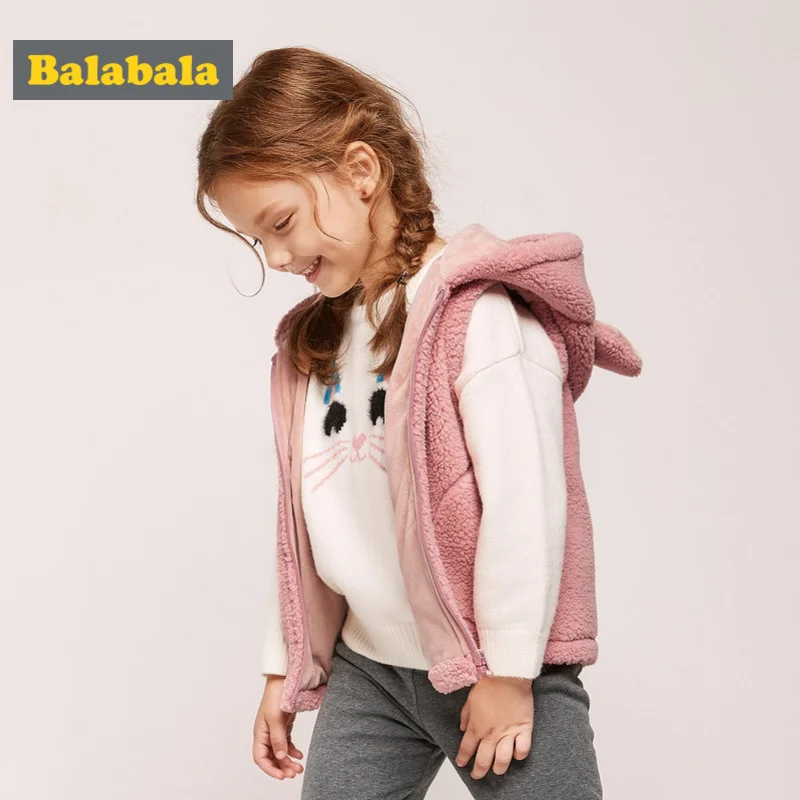 Balabala/флисовый жилет с капюшоном для маленьких мальчиков и девочек, Мягкая Детская жилетка на молнии с капюшоном и боковыми карманами